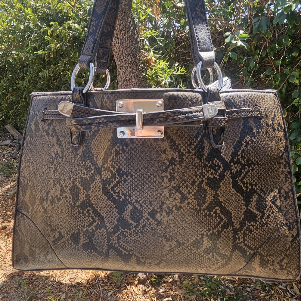 mac & jac Black and Brown Snake Print Shoulder Bag